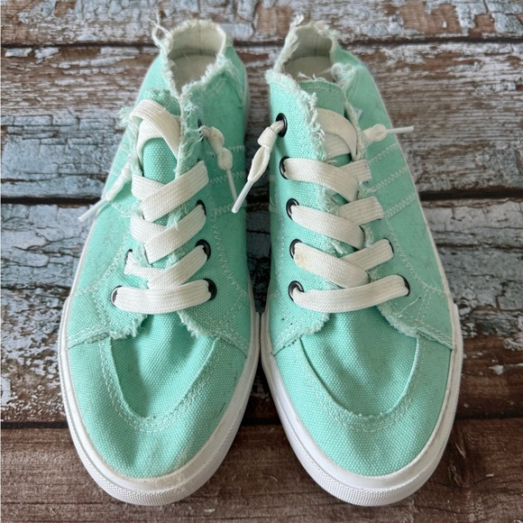 Mint Green  Canvas Sneakers - Picture 1 of 5